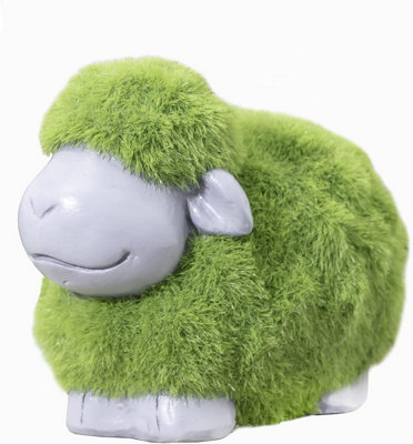 SA Products Green Sheep Ornament Set - Made from Durable Resin - Soft Grass Coat