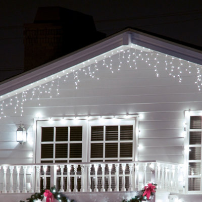 SA Products Icicle Outdoor LED Christmas Lights Fairy Lights with 8 Modes Function Cool White 240 LED Icicle Lights