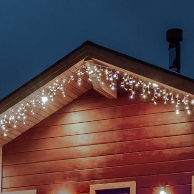 SA Products Icicle Outdoor LED Christmas Lights Fairy Lights with 8 Modes Function Cool White 360 LED Icicle Lights