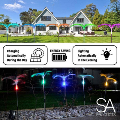 SA Products Jellyfish Solar Powered Outdoor Lights - Remote-Controlled Solar Lights for Garden - Pathway - 7 Colour Changes