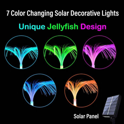 SA Products Jellyfish Solar Powered Outdoor Lights - Remote-Controlled Solar Lights for Garden - Pathway - 7 Colour Changes - 4