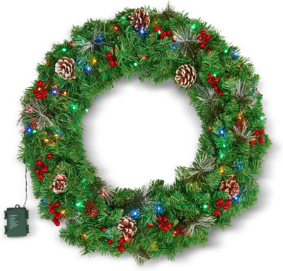 SA Products Large Christmas Wreath - 80 Multicolour LED