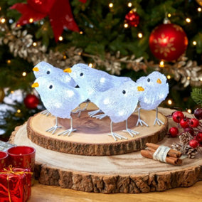 SA Products LED Acrylic Christmas Ornaments - 5 Birds Decoration Lights for Indoor & Outdoor Use