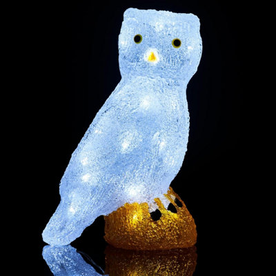 SA Products LED Acrylic Christmas Ornaments - Owl Decoration Lights for Indoor & Outdoor Use - 27.5x19.5cm