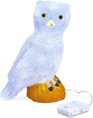 SA Products LED Acrylic Christmas Ornaments - Owl Decoration Lights for Indoor & Outdoor Use - 27.5x19.5cm - 7