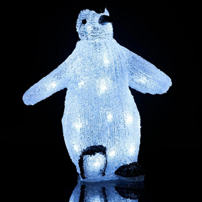 SA Products LED Acrylic Christmas Ornaments - Penguin Figure Decoration Lights for Indoor & Outdoor Use - 30x28cm