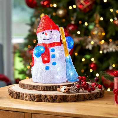 SA Products LED Acrylic Christmas Ornaments - Snowman Figure Decoration Lights for Indoor & Outdoor Use - 42x36cm Price Comparisons | Compare The Build
