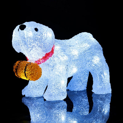 SA Products LED Acrylic Christmas Ornaments - St. Bernard Dog Decoration Lights for Indoor & Outdoor Use - 20.5x29cm