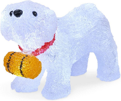 SA Products LED Acrylic Christmas Ornaments - St. Bernard Dog Decoration Lights for Indoor & Outdoor Use - 20.5x29cm - 3