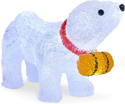 SA Products LED Acrylic Christmas Ornaments - St. Bernard Dog Decoration Lights for Indoor & Outdoor Use - 20.5x29cm - 4