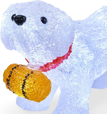 SA Products LED Acrylic Christmas Ornaments - St. Bernard Dog Decoration Lights for Indoor & Outdoor Use - 20.5x29cm - 5
