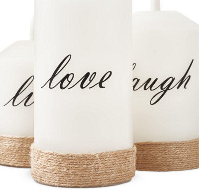 SA Products LED Live Love Laugh Set of 3 Christmas Candles - Flameless Candles with Remote Control Timer - 7