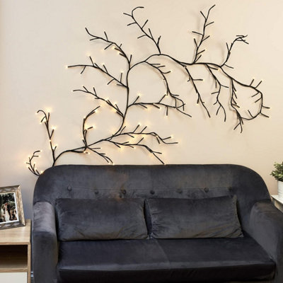 SA Products LED Tree Vine Lights - Indoor Decorative Climbing Twig Lighting with 144 Warm White Bulbs & USB Cable - 2.3m