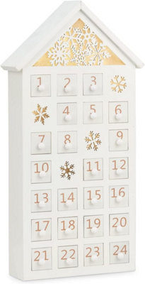 SA Products LED Wooden Advent Calendar for Kids - White House with Lights 24 Storage Drawers - 24.3cm x 45cm x 8cm - 3