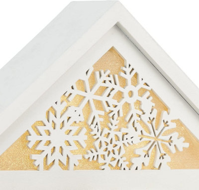 SA Products LED Wooden Advent Calendar for Kids - White House with Lights 24 Storage Drawers - 24.3cm x 45cm x 8cm - 5