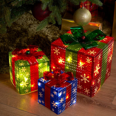 SA Products Light Up Christmas Parcels Box Set 3pc LED Light Up Gift
