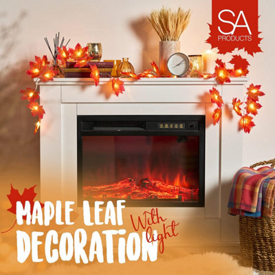 SA Products Maple Leaf Lights - Halloween String Lights with 20 LEDs - Battery-Powered Indoor & Fall Decorations for Christmas - 4