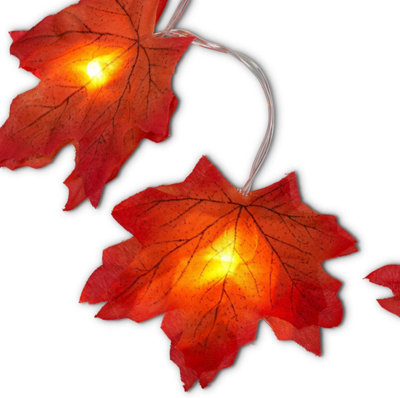 SA Products Maple Leaf Lights - Halloween String Lights with 20 LEDs - Battery-Powered Indoor & Fall Decorations for Christmas - 5
