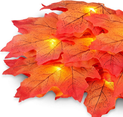 SA Products Maple Leaf Lights - Halloween String Lights with 20 LEDs - Battery-Powered Indoor & Fall Decorations for Christmas - 6