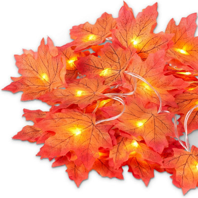 SA Products Maple Leaf Lights - Halloween String Lights with 20 LEDs - Battery-Powered Indoor & Fall Decorations for Christmas - 7