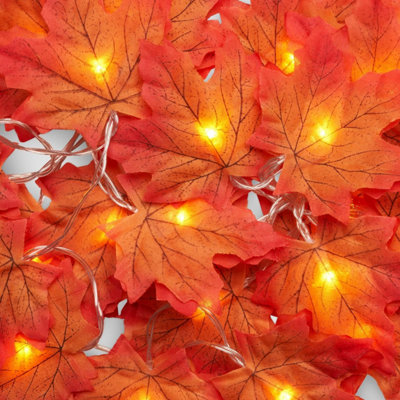 SA Products Maple Leaf Lights - Halloween String Lights with 20 LEDs - Battery-Powered Indoor & Fall Decorations for Christmas - 8