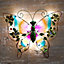 SA Products Metal Butterfly Wall Art Light - Butterfly Garden Ornaments Outdoor LED Light with White Glow
