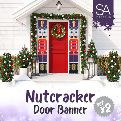 SA Products Nutcracker Door Banner Set - Toy Soldier Christmas Decorations for Home & Office - Extra Large, Set of 2, 200x30cm