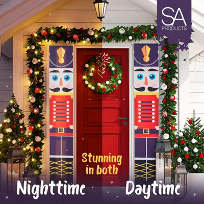 SA Products Nutcracker Door Banner Set - Toy Soldier Christmas Decorations for Home & Office - Extra Large, Set of 2, 200x30cm