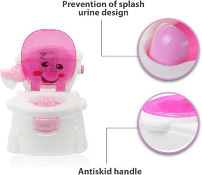 SA Products Pink Kids Potty Training Toilet Seat with Splash Guard - Lightweight Portable Potty Great for Travel