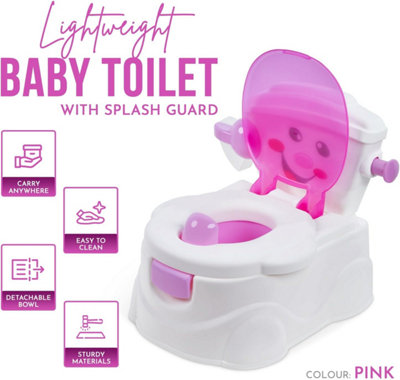 SA Products Pink Kids Potty Training Toilet Seat with Splash Guard - Lightweight Portable Potty Great for Travel - 4
