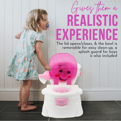 SA Products Pink Kids Potty Training Toilet Seat with Splash Guard Lightweight Portable Potty Great for