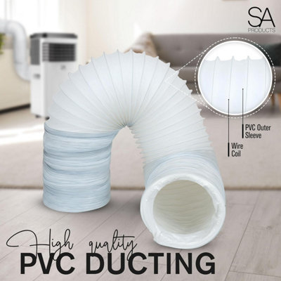 SA Products Plastic 3M Portable Air Conditioner Extension Kit - AC Exhaust Tumble Dryer Vent Hose - Roll of Sealing Tape - 3