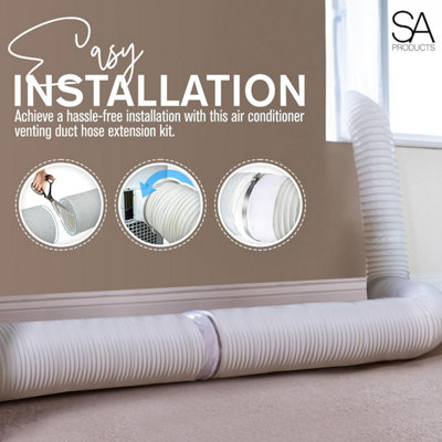 SA Products Plastic 3M Portable Air Conditioner Extension Kit - AC Exhaust Tumble Dryer Vent Hose - Roll of Sealing Tape - 4