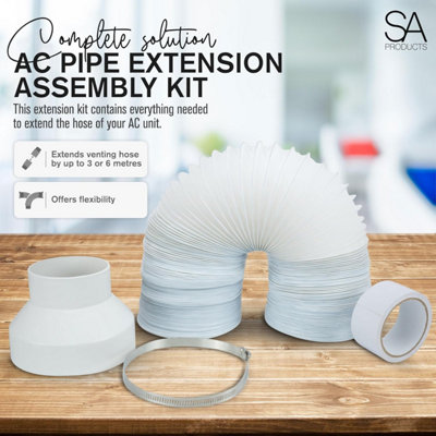 SA Products Plastic 6M Portable Air Conditioner Extension Kit - AC Exhaust Tumble Dryer Vent -Roll of Sealing Tape