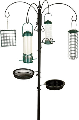 SA Products Premium Bird Feeding Station -Set of 4 Bird Feeders Seed, Nuts, & Suet Block Feeder Cages and 2 Trays