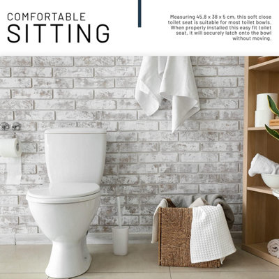 SA Products Quick Release Toilet Seat - with Soft Close & Quick Release Hinges for Easy Cleaning - 3