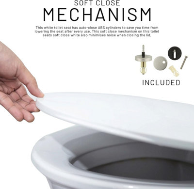 SA Products Quick Release Toilet Seat - with Soft Close & Quick Release Hinges for Easy Cleaning - 5