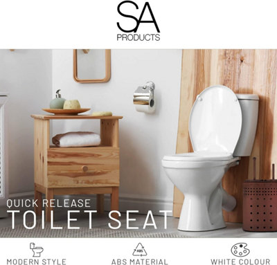 SA Products Quick Release Toilet Seat - with Soft Close & Quick Release Hinges for Easy Cleaning - 8