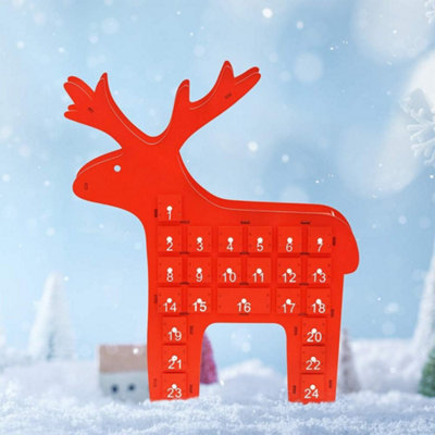 SA Products Reindeer Advent Calendar - Reusable Wooden Christmas Calendar with 24 Little Pull-Out Drawers for Treats - 40x25x6cm