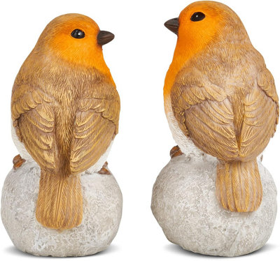 2 Pack Realistic Robin Bird Figurines - Garden Ornaments For Outdoor & Indoor Decor