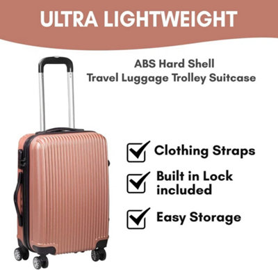 SA Products Rose Gold 3pc Hard Shell Suitcase Set - Lightweight Large Suitcase Set
