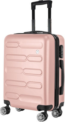 SA Products Rose Gold Cabin Suitcase 34L Carry On Suitcase Cabin Bag 55x40x20 with Combination Lock