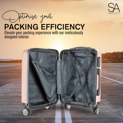 SA Products Rose Gold Cabin Suitcase - 34L Carry On Suitcase