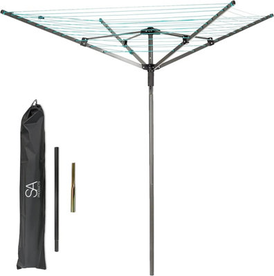 SA Products Rotary Washing Line - 45m Rotating Heavy Duty Clothes Airer Outdoor - Garden 4 Arm Rotary Washing Line
