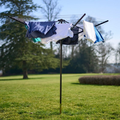 SA Products Rotary Washing Line - 45m Rotating Heavy Duty Clothes Airer  Outdoor - Garden 4 Arm Rotary Washing Line