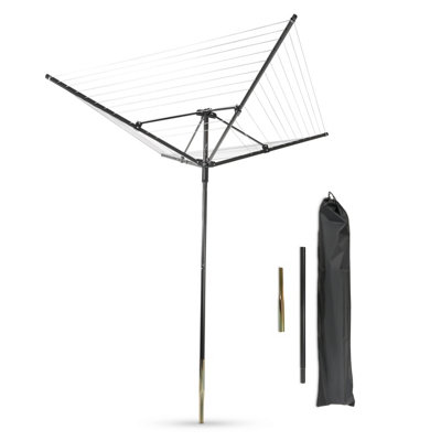 SA Products Rotary Washing Line - 45m Rotating Heavy Duty Clothes Airer Outdoor - Garden 4 Arm Rotary Washing Line