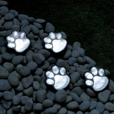 SA Products Set of 4 LED Solar Powered Pet Paws Animal Prints Outdoor ...