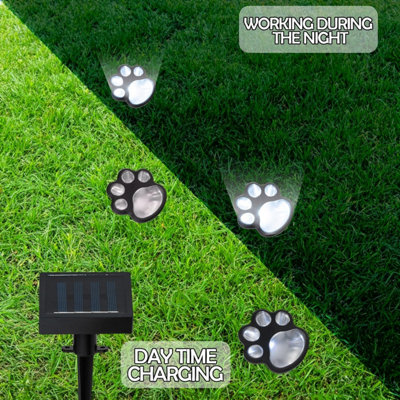 SA Products Set of 4 LED Solar Powered Pet Paws Animal Prints Outdoor ...