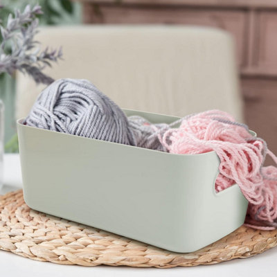 SA Products Set of 6 Storage Box - Grey Storage Boxes With Handle - Rectangular Plastic Storage Baskets - 4