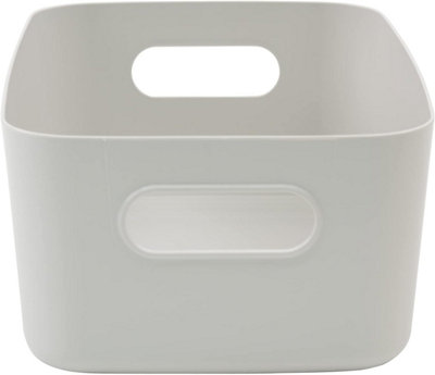 SA Products Set of 6 Storage Box - Grey Storage Boxes With Handle - Rectangular Plastic Storage Baskets - 5